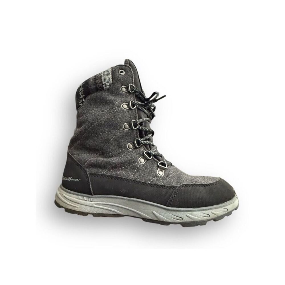 Eddie Bauer LAUREL Lace Dk Smoke Black Waterproof Winter Boots Size 7